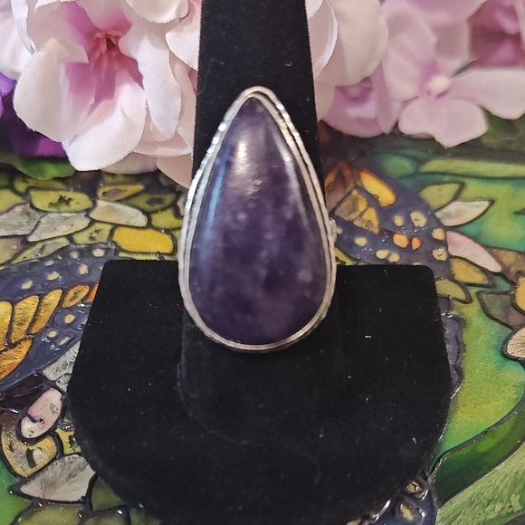 Lepidolite Gemstone 925 Silver Ring - Size 9 - Picture 1 of 8
